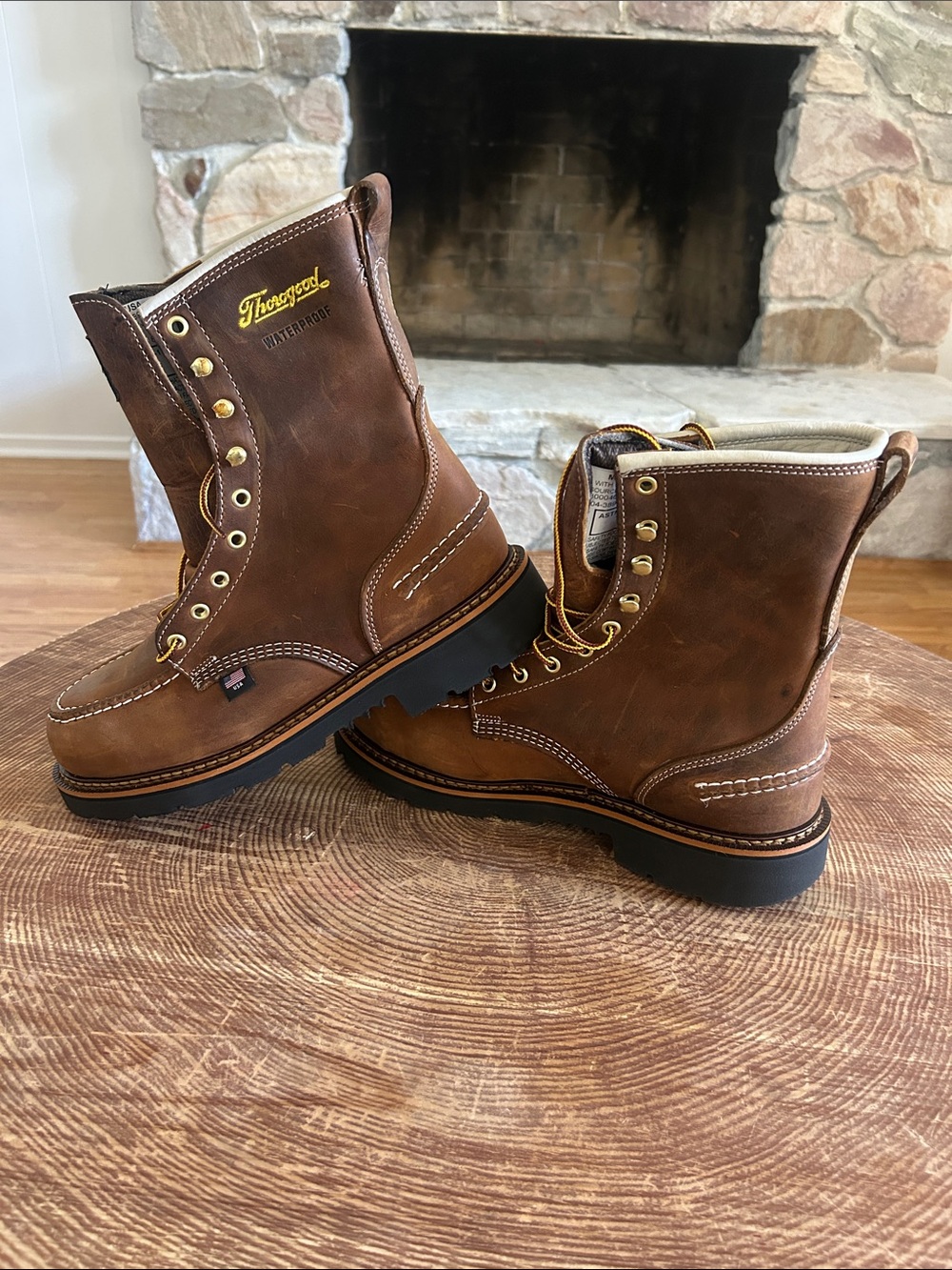 Thorogood Brown Moc Toe Work Boots - 1957 Series Men's Waterproof Lace-Up Size 8 - Picture 7 of 10